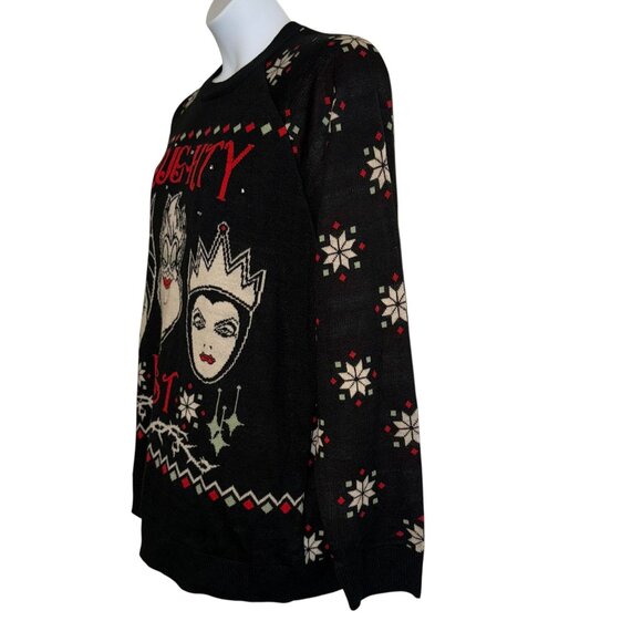 READ Rare Disney Villains Naughty List Sweater Womens XL Christmas Holiday Black - Picture 5 of 10